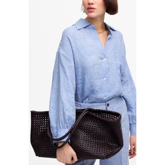 🆕MADEWELL Handwoven Cane Tote Handbag Dark Brown - Picture 2 of 9